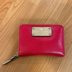 Kate Spade Vibrant Pink Zip Around Card Holder